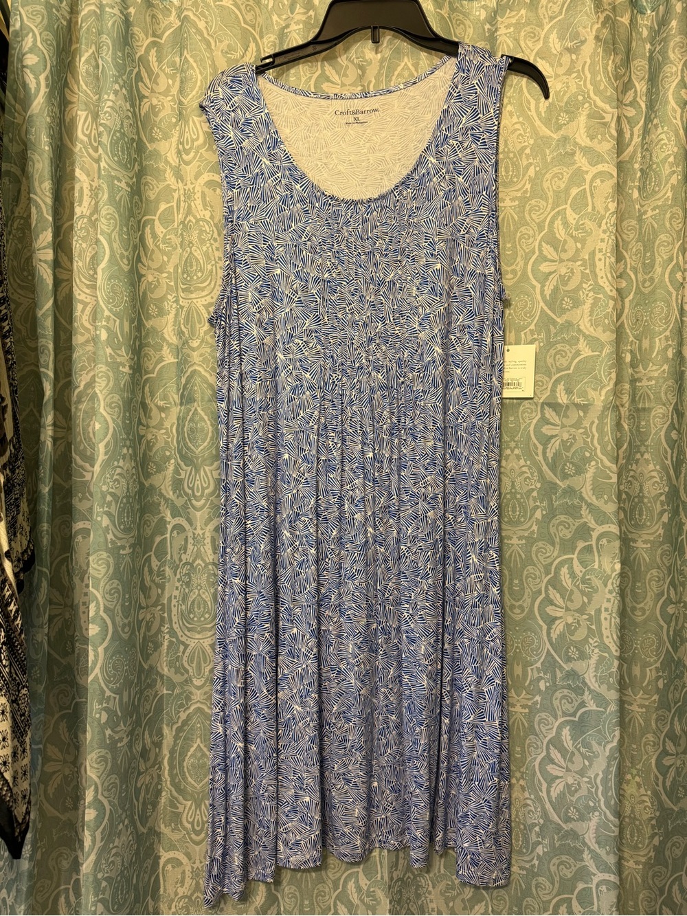 croft & barrow Blue and White Tropical Print Sleeveless Dress